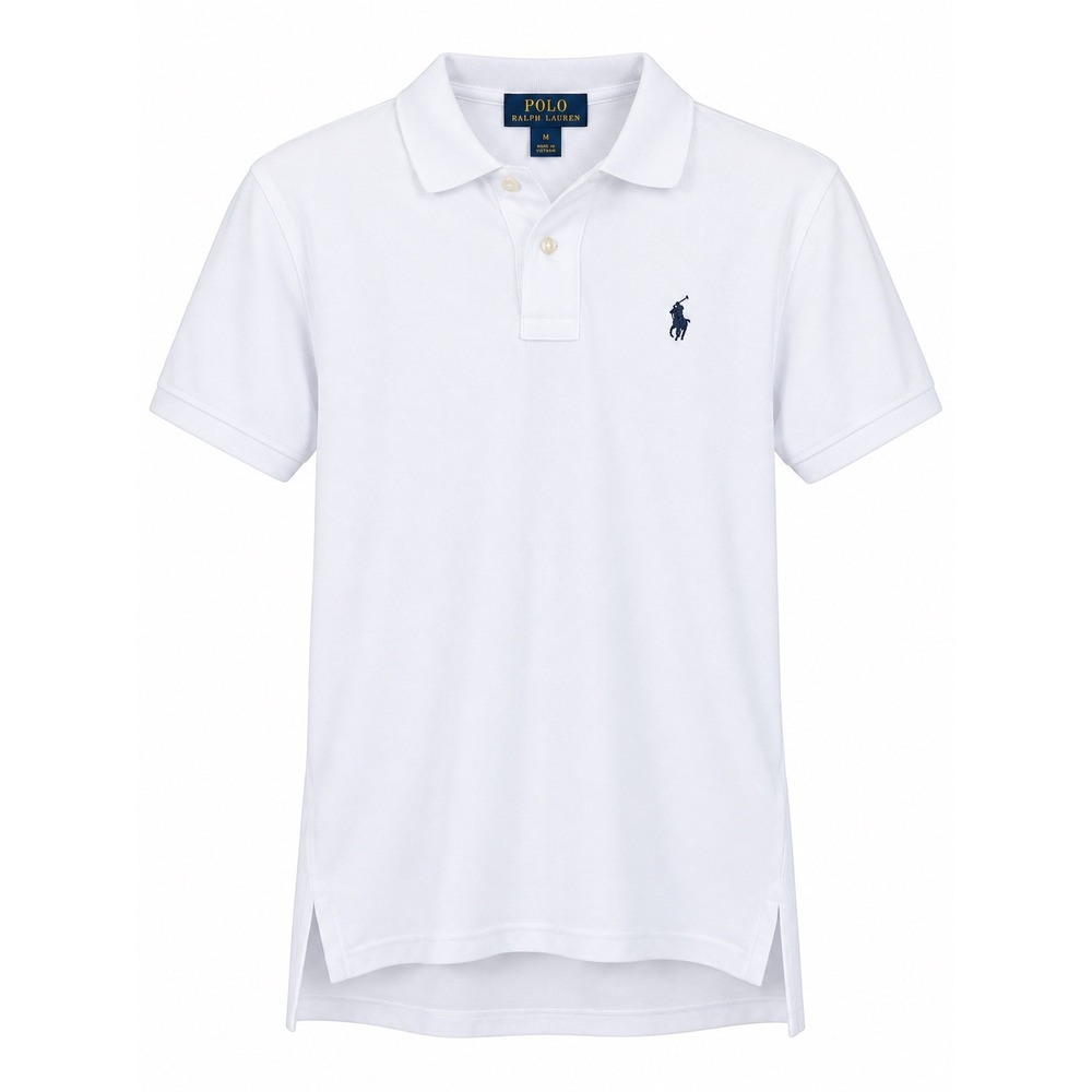 Polo Ralph Lauren Mens White Custom Slim Fit Cotton Pique Polo Shirt Medium NEW